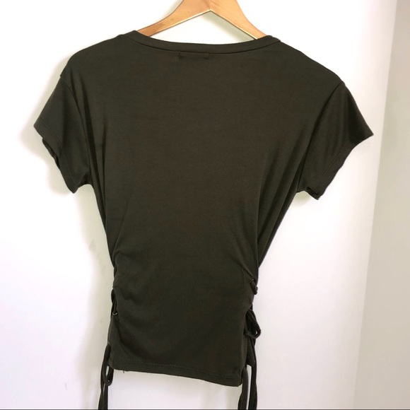 Charlotte Russe Hunter Army Green Lace Up Crop Top - Picture 8 of 11